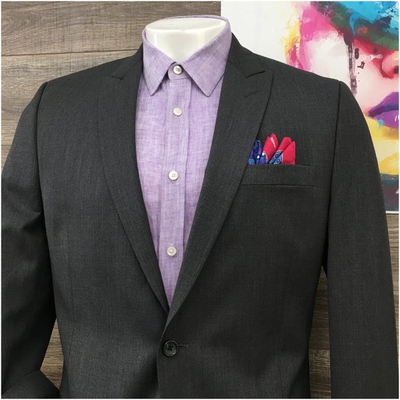 Alfani Mens Blazer Sport Coat Two Button Jacket Wool Size 42L Slim Casual Suits‎ - Picture 2 of 13